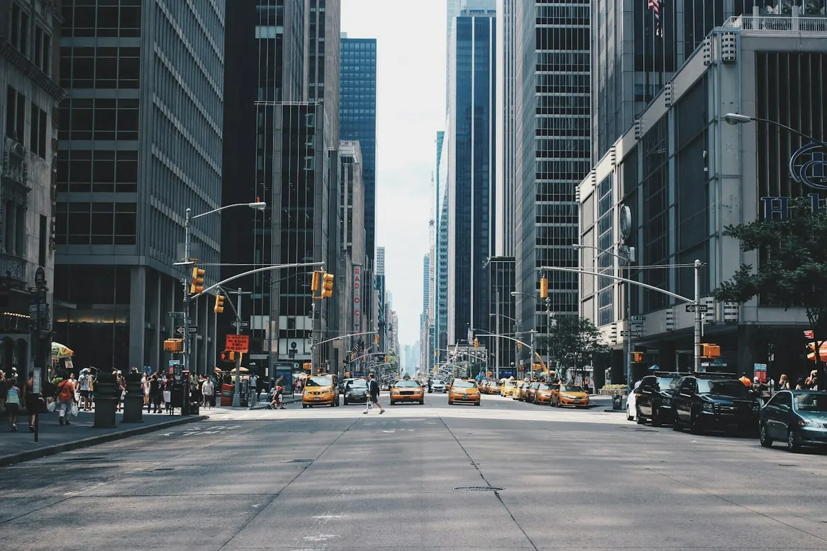 Aerial view of a city street