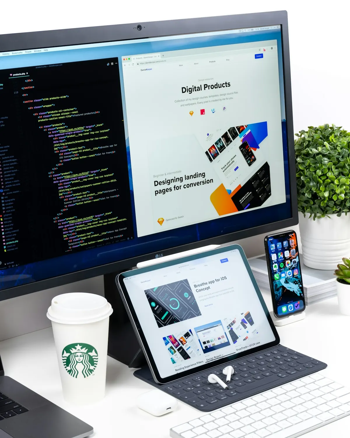 Laptop showing a custom website design